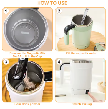 380ML Rechargeable Self-Stirring Mug – Magnetic Automatic Mixer for Coffee, Tea, Milk & More