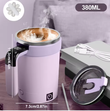 380ML Rechargeable Self-Stirring Mug – Magnetic Automatic Mixer for Coffee, Tea, Milk & More