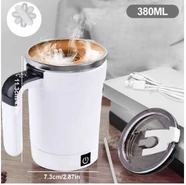 380ML Rechargeable Self-Stirring Mug – Magnetic Automatic Mixer for Coffee, Tea, Milk & More